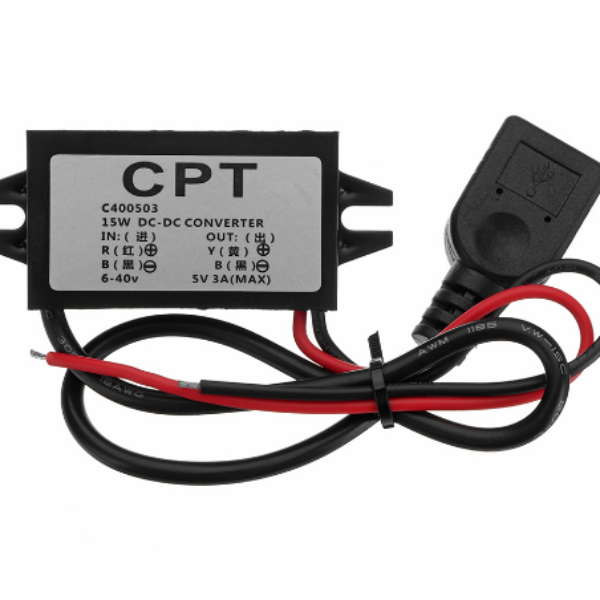 CPT Converter Module 12V/24V To 5V 3A 1USB Output Power Adapter Car