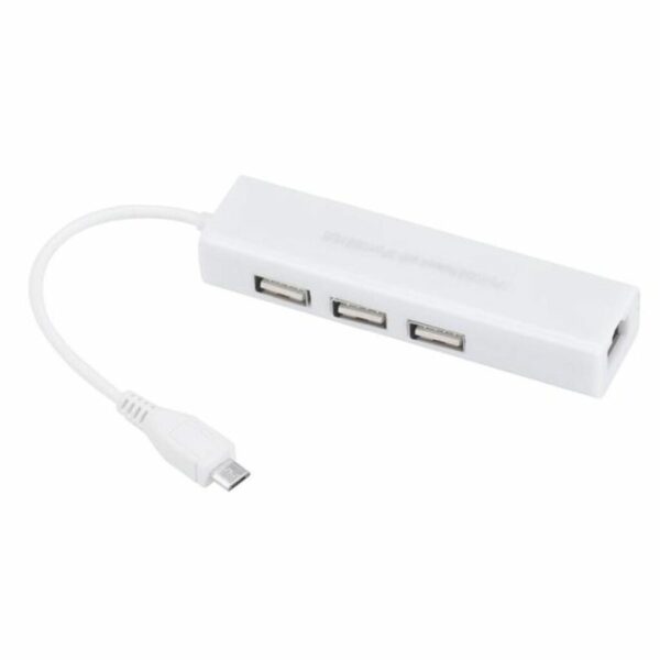 RHO-HUB1 Micro USB to 3 Port USB Hub & Ethernet Adapter