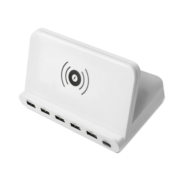 WLX-828W Σταθμός Φόρτισης USB 6 Θέσεων +1PORT QC 3.0 +1PORT TYPE-C+WIRELESS λευκο