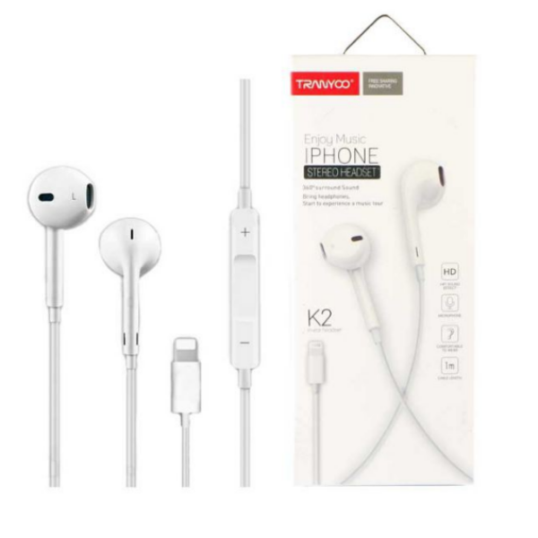 K2  lighting  Stereo Headset Ακουστικά με μικρόφωνο λευκά Tranyoo